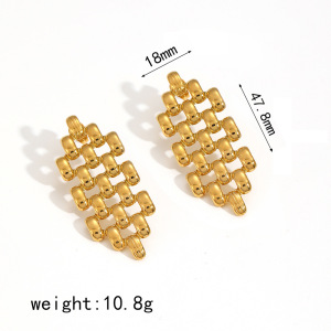 Boucles D'Oreilles Puces Rectangulaires Patchwork En Acier Inoxydable Imperméable Couleur Or (1 Paire) - Collection Simple h5 