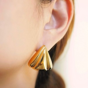 1 Paire De Boucles D'Oreilles À Tige Géométriques En Acier Inoxydable Couleur Or Pour Femme, Série Simple Ins h5 Image4