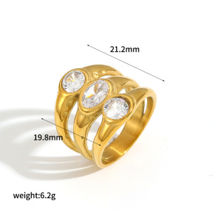 Bague Simple Pour Femme, Collection Vogue, Motif Goutte Naturelle, En Acier Inoxydable, Couleur Or, Étanche. h5 