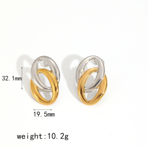 1 Paire De Boucles D'Oreilles Puces Pour Femme, Collection Exquisite, Double Couche, Rondes, En Acier Inoxydable Étanche, Couleur Or. h5 Image6