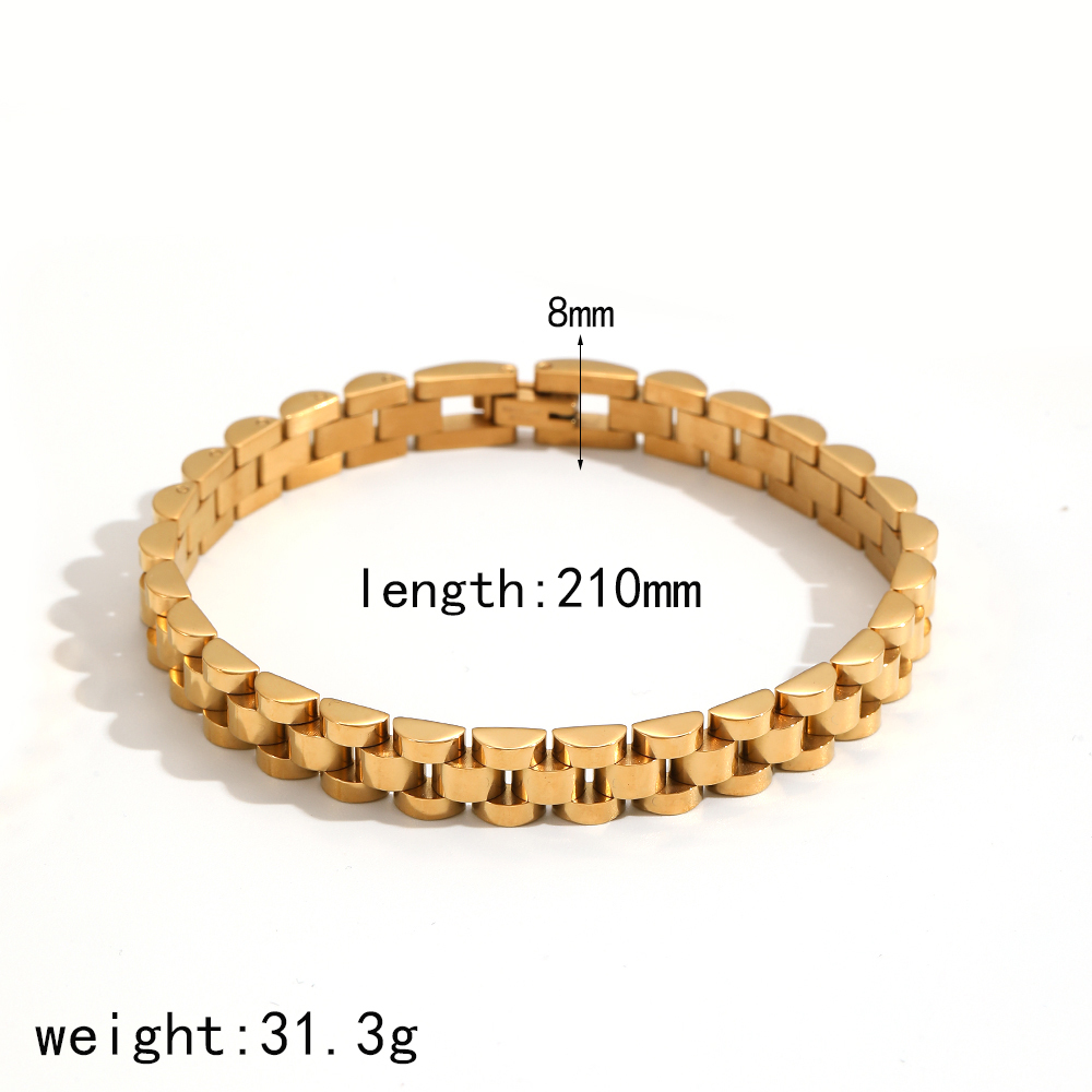 Bracelet De Montre Minimaliste Unisexe En Acier Inoxydable Étanche Couleur Or (1 Pièce) Image2