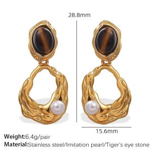 1 Paire De Boucles D'Oreilles Pendantes Géométriques Rétro En Acier Titane Couleur Or Pour Femme, Série Classique h5