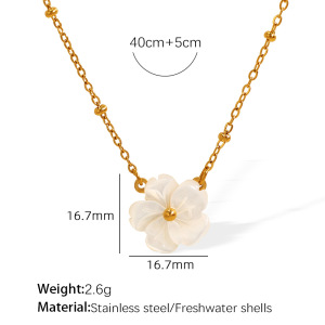 Collier Avec Pendentif En Forme De Fleur Élégante, Série Classique, En Acier Titane, Couleur Or, Pour Femme, 1 Pièce h5 