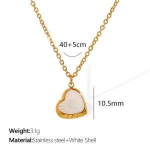 Collier Avec Pendentif En Forme De Cœur Élégant En Acier Titane Couleur Or Pour Femme, Série Classique, 1 Pièce h5 