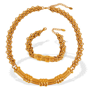 Collier Chaîne Classique En Acier Titane Couleur Or Pour Femme, Série Simple, 1 Pièce h5 Image6