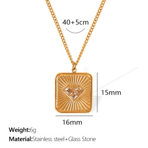 Collier Avec Pendentif En Forme De Cœur Rétro En Acier Titane Doré Pour Femme, Série Luxueuse, 1 Pièce h5