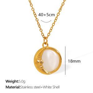 Collier Avec Pendentif Classique Soleil/Lune En Acier Titane Couleur Or Pour Femme, Série Romantique, 1 Pièce h5