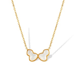 Collier Avec Pendentif En Acier Titane Doré Pour Femme, Série Classique, Motif Plante Quotidienne h5 Image6