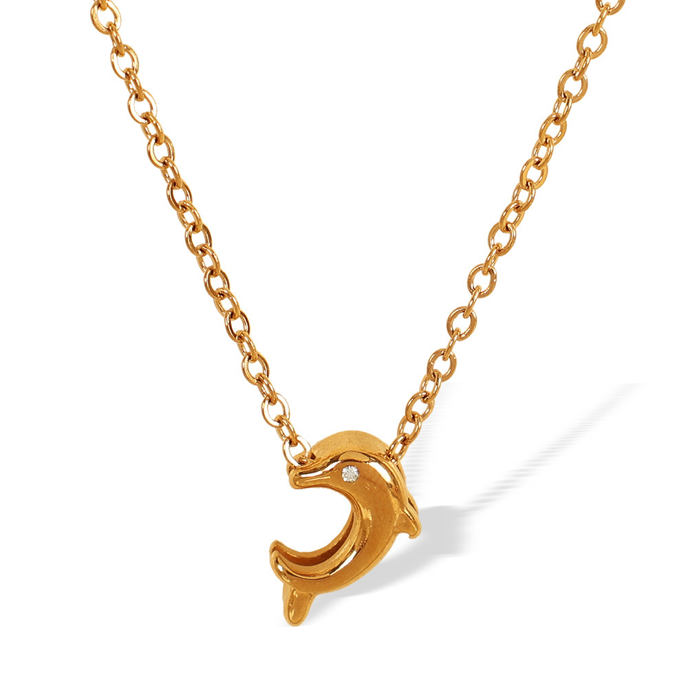 Collier Avec Pendentif En Acier Titane Et Or Pour Femme, Série Simple, Motif Animal Naturel Image6