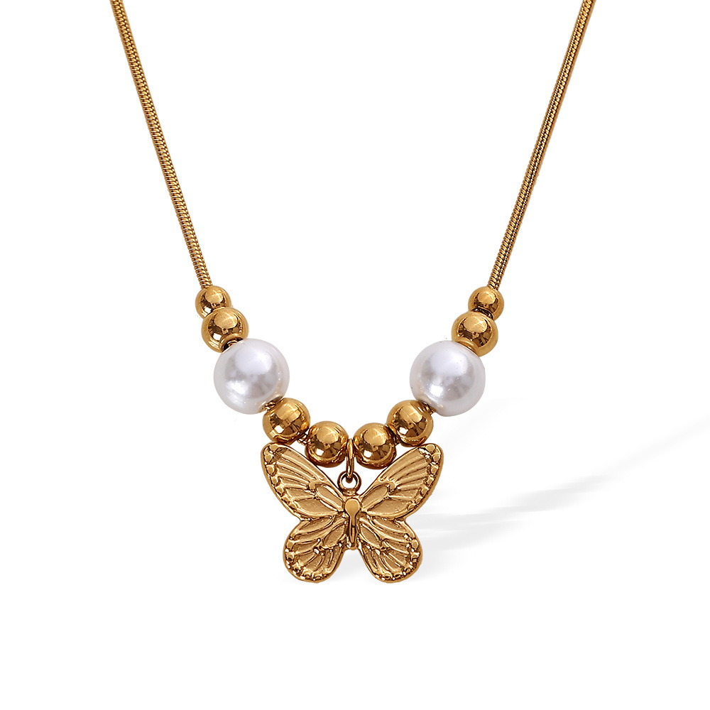 Collier Avec Pendentif En Acier Titane Doré Pour Femme, Série Romantique, Élégant, Animal Image6