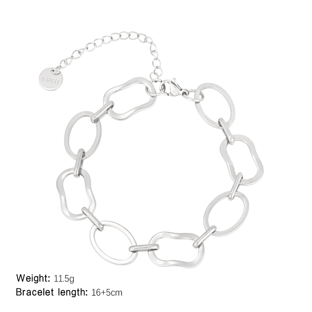 Bracelet Chaîne Géométrique En Acier Titane Couleur Or Pour Femme, Série Simple, 1 Pièce 