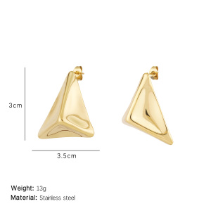 1 Paire De Boucles D'Oreilles À Tige Géométriques Quotidiennes En Acier Titane Couleur Or Pour Femme, Série Simple h5 Image2