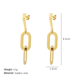 1 Paire De Boucles D'Oreilles Pendantes Géométriques Simples En Acier Titane Couleur Or Pour Femme h5 Image2