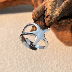 Bague Ajustable Pour Femme, En Acier Inoxydable, Couleur Or, Forme Étoile, Étanche, 1 Pièce, Collection Simple Series h5 