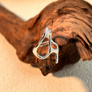 Bague Ajustable Pour Femme, En Acier Inoxydable De Forme Irrégulière, Étanche, Couleur Or. h5 
