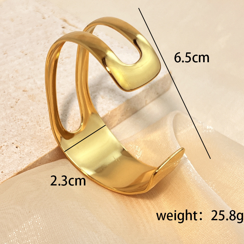 Bracelet Jonc Pour Femme, 1 Pièce, En Acier Inoxydable, Étanche, Ajouré, Couleur Or, Collection Simple Series