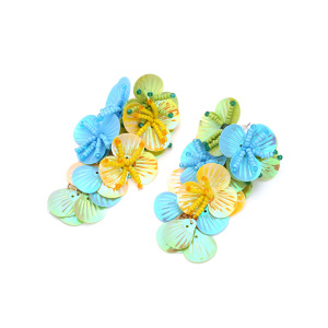 1 Paire De Boucles D'Oreilles Romantiques Colorées En Perles De Sequins À Motif Floral. h5 Image2