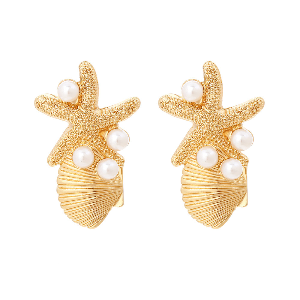 1 Paire De Boucles D'Oreilles À Tige Pour Femme, Série Simple Vacation Turtle, Alliage De Perles Artificielles