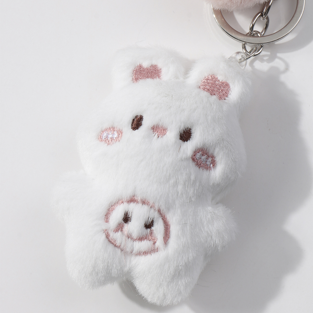 1 Breloque Pour Sac En Forme De Cœur Avec Nœud Et Lapin En Peluche Blanche Mignonne h5Image5