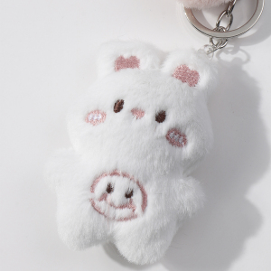 1 Breloque Pour Sac En Forme De Cœur Avec Nœud Et Lapin En Peluche Blanche Mignonne h5 Image5