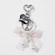 1 porte-clés en forme de cœur avec nœud en dentelle rose imitation perle Image2