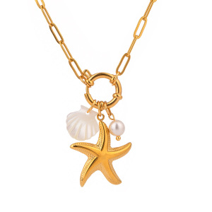 Collier Pendentif Étoile De Mer Étanche En Acier Inoxydable Doré (1 Pièce) h5 Image4