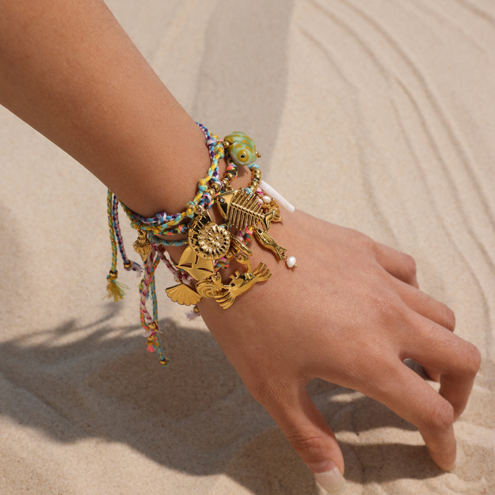 Collier Chaîne Femme Simple Series Vacation Turtle En Acier Inoxydable Étanche Couleur Or (1 Pièce) Image3