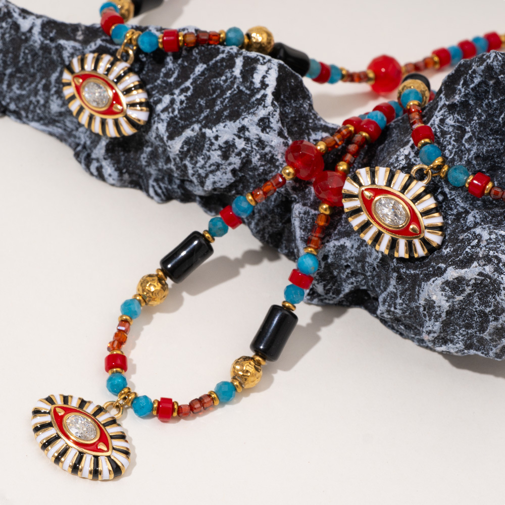 Collier De Perles Pour Femme, Collection Radiant Series, Style Rétro Chic, En Acier Inoxydable, Couleur Or, Étanche (1 Pièce) Image6