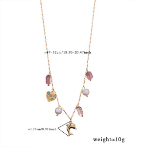 Collier Pendentif Femme Élégant En Forme De Cœur, En Acier Inoxydable Doré, Étanche, Avec Pierre Naturelle Transparente (1 Pièce) h5 