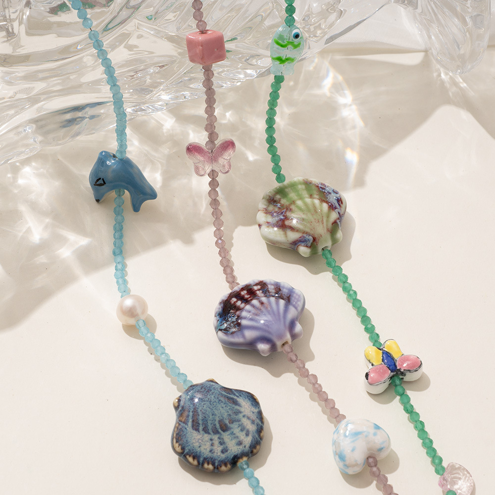 Collier Pendentif Tortue De Vacances Romantique En Céramique Et Cristal Pour Femme, 1 Pièce Image4