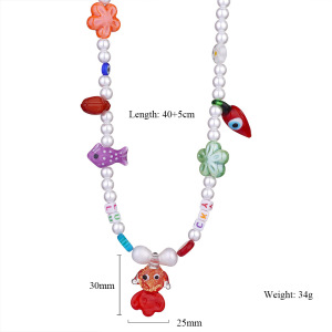 Collier De Perles Pour Femme, Collection Designable Series Vacation, En Acier Inoxydable, Couleur Or, Orné De Pierres Transparentes Colorées. h5