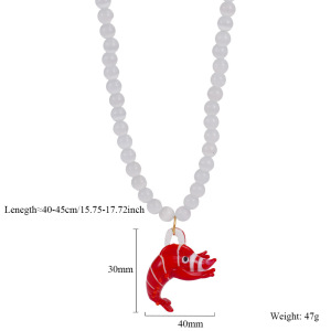 Collier De Perles Pour Femme, Collection Vivid Series Vacation, En Verre, Acier Inoxydable, Couleur Or, Avec Fermoir Homard. h5