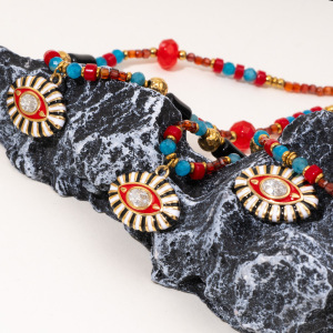 Collier De Perles Pour Femme, Collection Radiant Series, Style Rétro Chic, En Acier Inoxydable, Couleur Or, Étanche (1 Pièce) h5 Image5