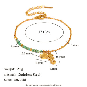 Bracelets À Breloques Hippocampe En Acier Inoxydable Étanche Couleur Or h5 Image2