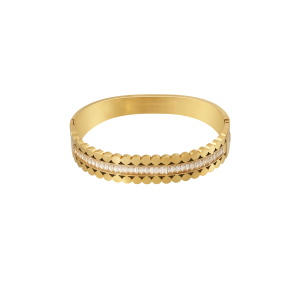 Bracelet Jonc Élégant Rond En Acier Inoxydable, Couleur Or, Étanche, Collection Sophisticated Series (1 Pièce) h5 Image2