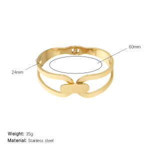 Bracelet Jonc Classique Patchwork En Acier Inoxydable, Couleur Or, 1 Pièce, Collection Radiant h5