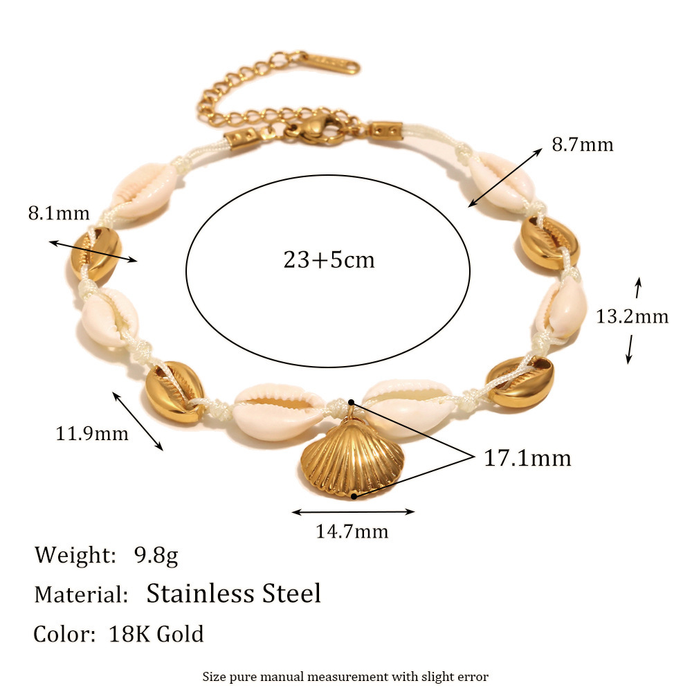 Bracelet De Cheville Pour Femme, Série Simple Vacation Turtle, En Acier Inoxydable, Couleur Or, Coquillage h5Image2