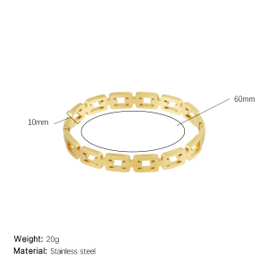 Bracelet Jonc Classique Patchwork En Acier Inoxydable, Couleur Or, 1 Pièce, Collection Simple Series h5