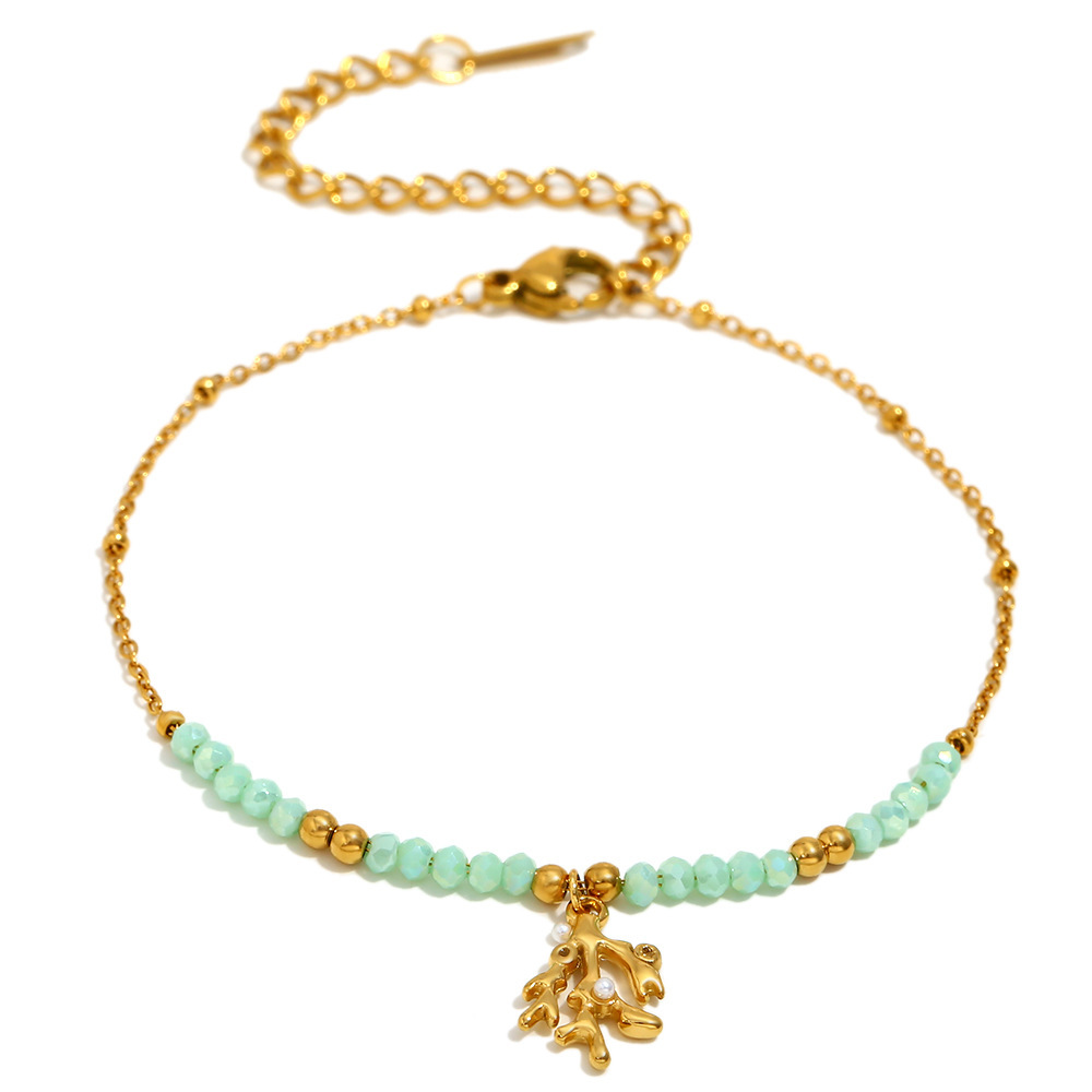 Collier Avec Pendentif En Pierre Naturelle Pour Femme, Série Simple, Style Rétro, En Acier Inoxydable, Couleur Or 