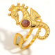 Bague ouverte hippocampe rubis - Or Image2