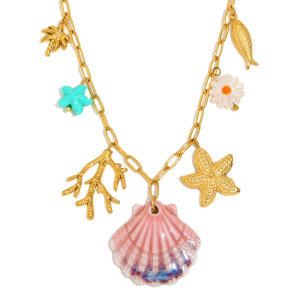 Collier Avec Pendentif Tortue De Vacances En Acier Inoxydable Doré Pour Femme, Série Simple, 1 Pièce h5 