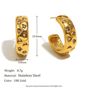 Boucles D'Oreilles Créoles Classiques En Acier Inoxydable Étanche Couleur Or h5 Image2