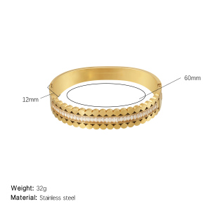 Bracelet Jonc Élégant Rond En Acier Inoxydable, Couleur Or, Étanche, Collection Sophisticated Series (1 Pièce) h5