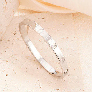 Bracelet Jonc Délicat En Acier Inoxydable, Couleur Or, Style Classique, À 1 Pièce h5 Image2