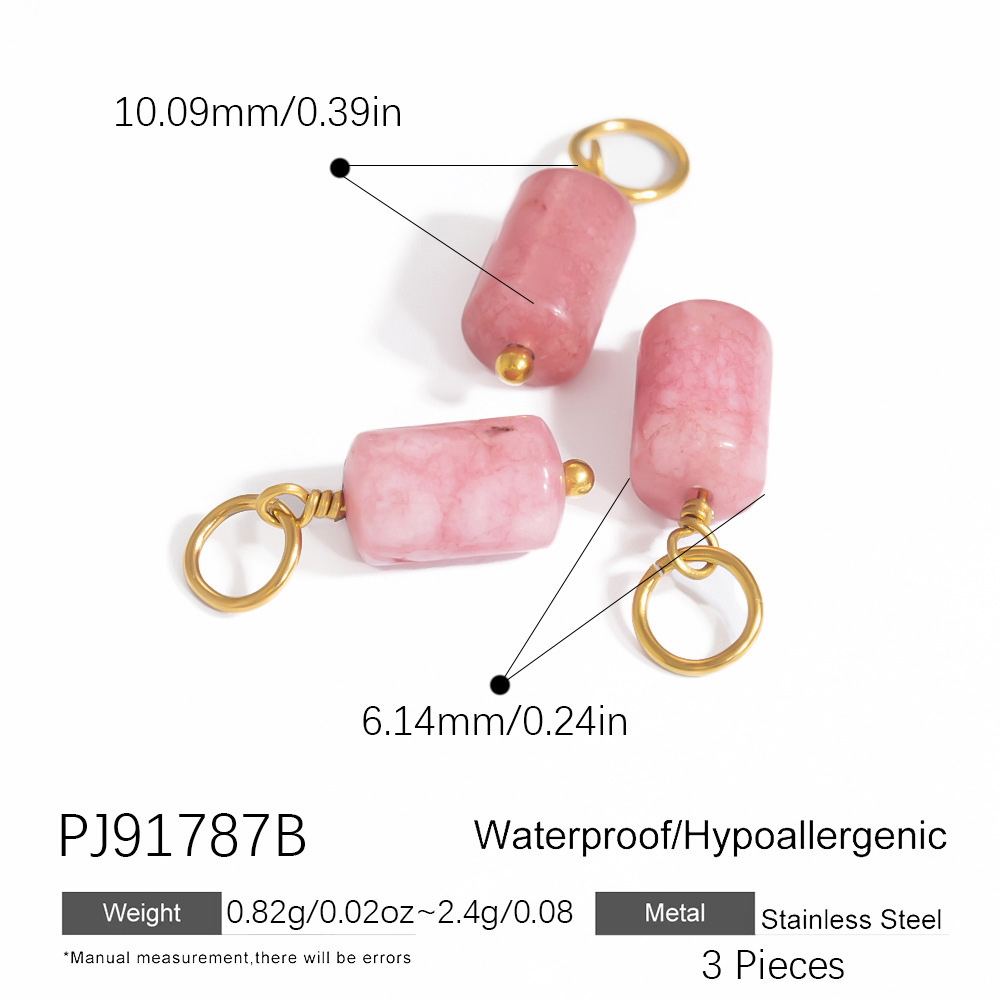 Pendentif Géométrique Simple En Acier Inoxydable Et Pierre Naturelle Pour Femme, Série 1 Pièce 