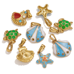 Pendentif Femme Étanche En Acier Inoxydable, Motif Organisme Marin, Collection Océan (1 Pièce) h5 Image4