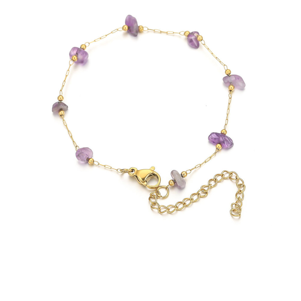 Collier À Maillons Pour Femme, 1 Pièce, En Acier Inoxydable, Étanche, Couleur Or, Orné De Perles Étincelantes Image6