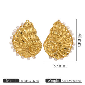 Pendentif Femme Élégant En Forme De Conque, En Acier Inoxydable Étanche (1 Pièce) h5 