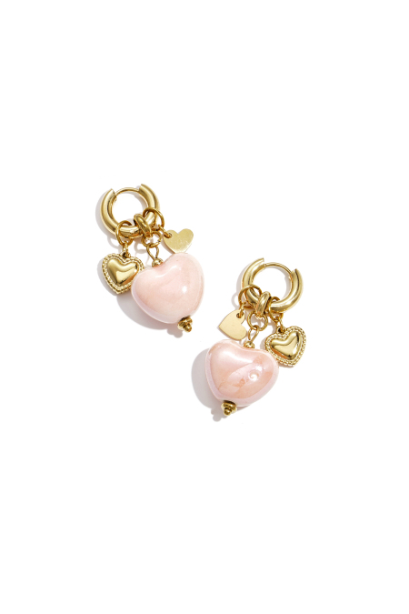 Boucles d'oreilles avec pendentifs en forme de cœur