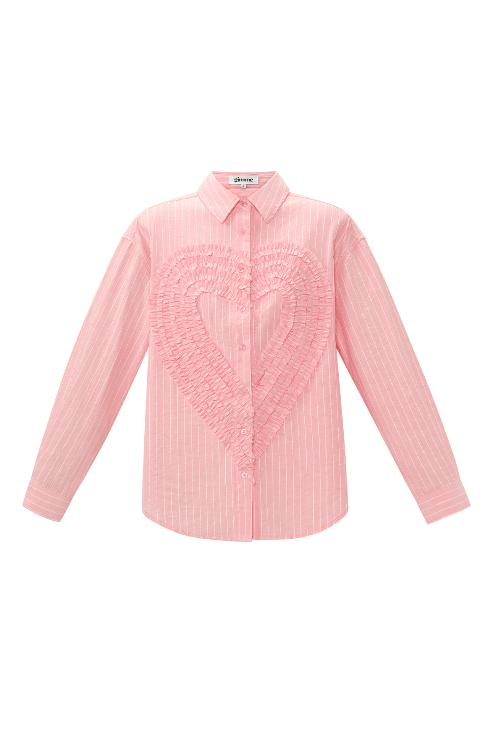 Cotton Woven Chemise Femme Casual Stripes Coeur Ruffle Detail Image11